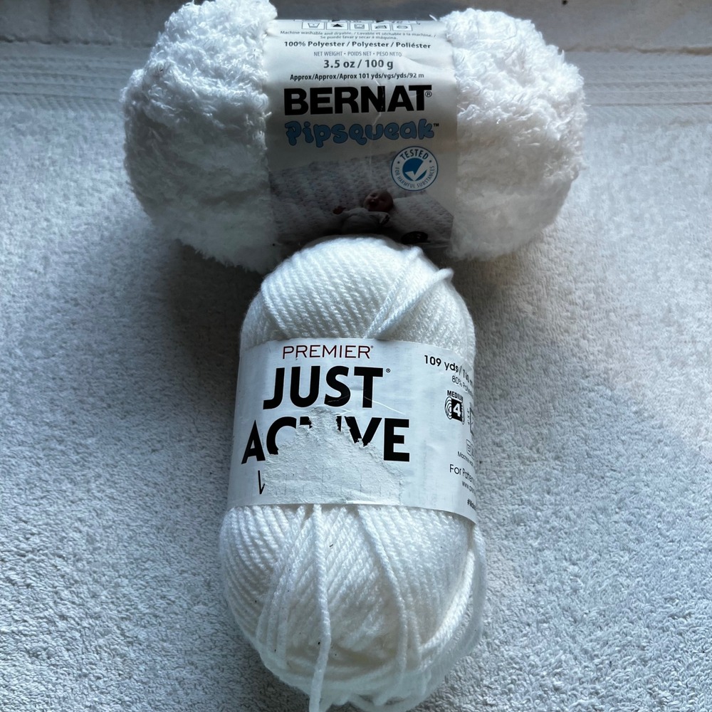 Bernat Premier Yarn Lot White Pipsqueak Fuzzy & Just Active Medium 4 Skeins